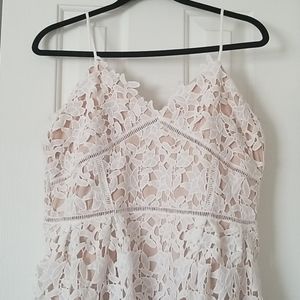 White Floral Knee Length Dress